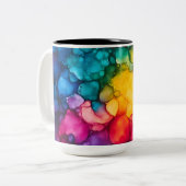 Alcohol Ink Design Two-Tone Mug, 15 oz Tweekleurige Koffiemok (Voorkant links)