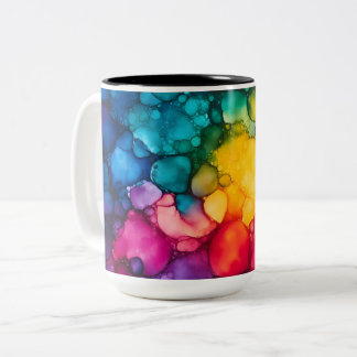 Alcohol Ink Design Two-Tone Mug, 15 oz Tweekleurige Koffiemok