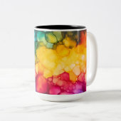 Alcohol Ink Design Two-Tone Mug, 15 oz Tweekleurige Koffiemok (Voorkant rechts)