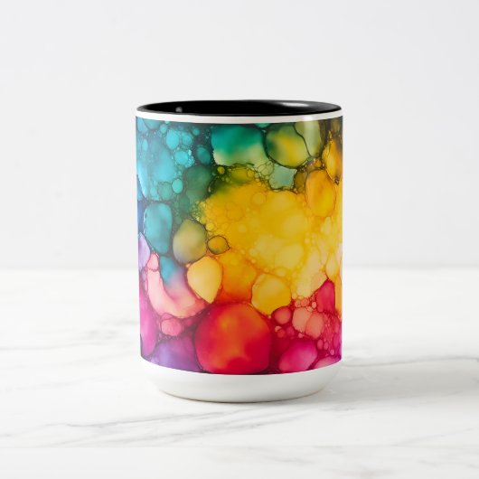 Alcohol Ink Design Two-Tone Mug, 15 oz Tweekleurige Koffiemok (Center)