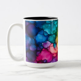 Alcohol Ink Design Two-Tone Mug, 15 oz Tweekleurige Koffiemok