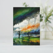 Alcohol Ink Digital Art Rainstorm Rainbow Bedankkaart (Staand voorkant)