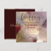 Alcohol & Ink Elegant Wedding Invitation Kaart (Voorkant / Achterkant)