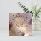 Alcohol & Ink Elegant Wedding Invitation Kaart (Staand voorkant)