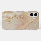 Alcohol Ink Elegante Monogram Hoesje - Mate iPhone (Achterkant (horizontaal))