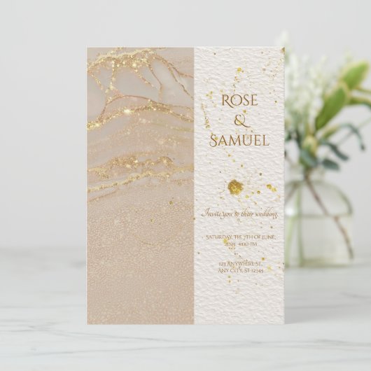 Alcohol Ink Glitter Chic Wedding Invitation Kaart (Staand voorkant)