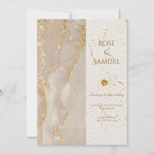 Alcohol Ink Glitter Elegante Huwelijksuitnodiging Kaart (Voorkant)