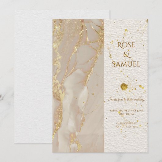 Alcohol Ink Glitter Elegante Huwelijksuitnodiging Kaart (Voorkant / Achterkant)