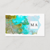 Alcohol Ink Glitter Grafisch Kunstenaar Monogram Visitekaartje (Voorkant)