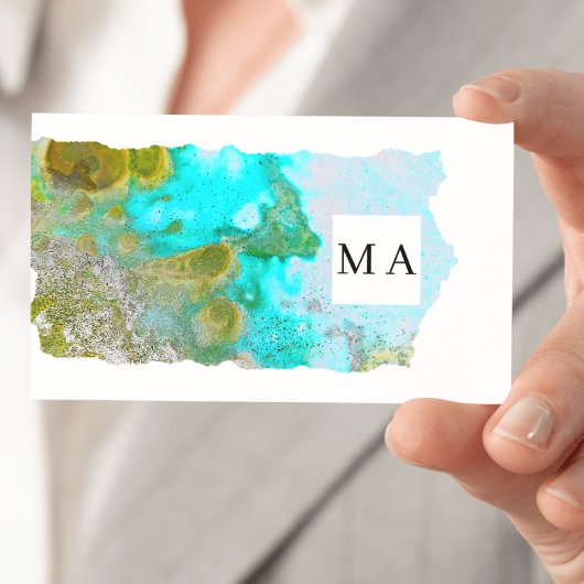 Alcohol Ink Glitter Graphic Artist Monogram  Visitekaartje