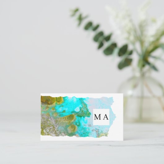 Alcohol Ink Glitter Graphic Artist Monogram  Visitekaartje (Staand voorkant)