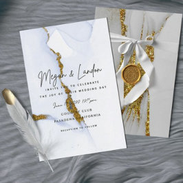 Alcohol Ink Glitter Wedding Invitation Kaart