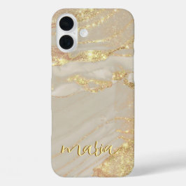 Alcohol Ink Gold Monogrammed Case- Mate iPhone iPhone 16 Plus Hoesje