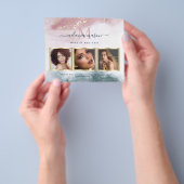 Alcohol Ink Goud Blush Blauw Aquarel Foto Flyer (Hand)