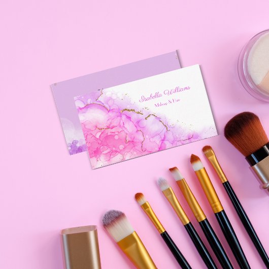 Alcohol Ink Gouden Glitter Script Make-up & Haar Visitekaartje