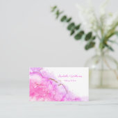 Alcohol Ink Gouden Glitter Script Make-up & Haar Visitekaartje (Staand voorkant)