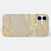 Alcohol Ink Gouden Hoesje met Monogram - Mate iPho (Achterkant (horizontaal))