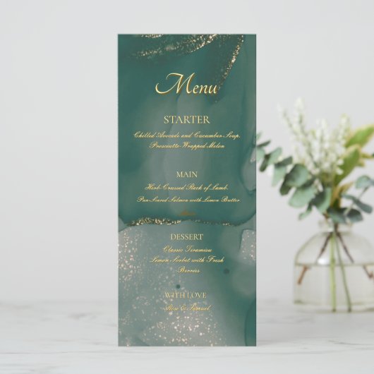 Alcohol Ink Green Glitter Chic Flat Menu (Staand voorkant)