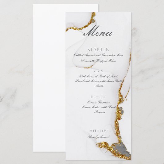Alcohol Ink Handgemaakte Glitter Gold Flat Menu (Voorkant / Achterkant)