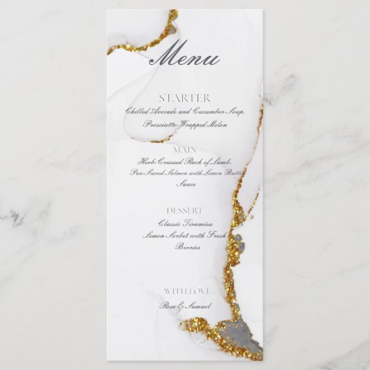 Alcohol Ink Handgemaakte Glitter Gold Flat Menu (Voorkant)