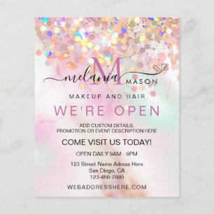 Alcohol Ink Makeup Artist Holographic Glitter Chic Flyer