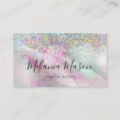 Alcohol Ink Makeup Artist Holographic Glitter Chic Visitekaartje (Voorkant)