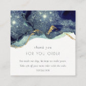 Alcohol Ink Navy Gold Glitter Bedankt voor uw best Vierkante Visitekaartje (Voorkant)