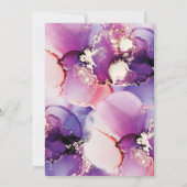 Alcohol Ink Paars Gold Birthday Party Invitation Kaart (Achterkant)