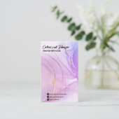 Alcohol Ink Paars Veroorbare Kaarten Visitekaartje (Staand voorkant)