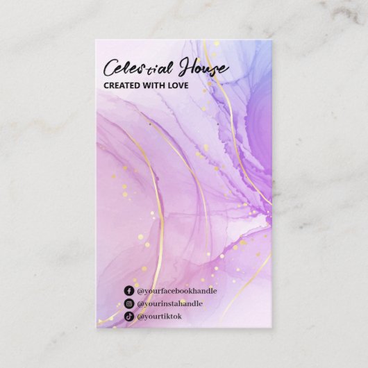 Alcohol Ink Paars Veroorbare Kaarten Visitekaartje (Voorkant)