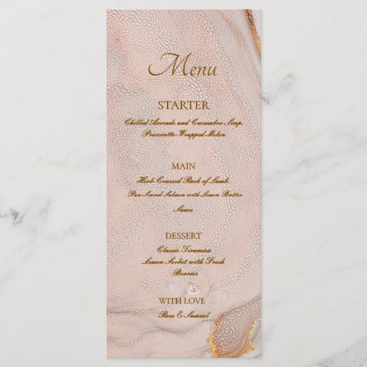 Alcohol Ink Rose Elegant Flat Menu (Voorkant)