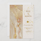 Alcohol Ink Rose Glitter Gold Wedding Invitation Kaart (Voorkant / Achterkant)