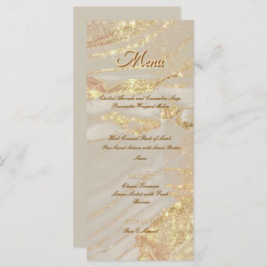 Alcohol Ink Roze Glitter Goud Chic Plat Menu (Voorkant / Achterkant)