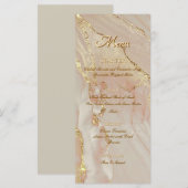 Alcohol Ink Roze Glitter Goud Elegant Plat Menu (Voorkant / Achterkant)