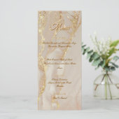 Alcohol Ink Roze Glitter Goud Elegant Plat Menu (Staand voorkant)