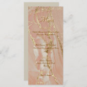 Alcohol Ink Roze Glitter Goud Elegant Plat Menu (Voorkant / Achterkant)