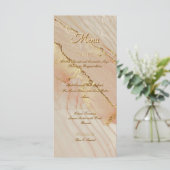 Alcohol Ink Roze Glitter Goud Elegante Platte Menu (Staand voorkant)