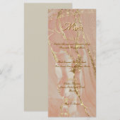 Alcohol Ink Roze Glitter Goud Elegante Platte Menu (Voorkant / Achterkant)