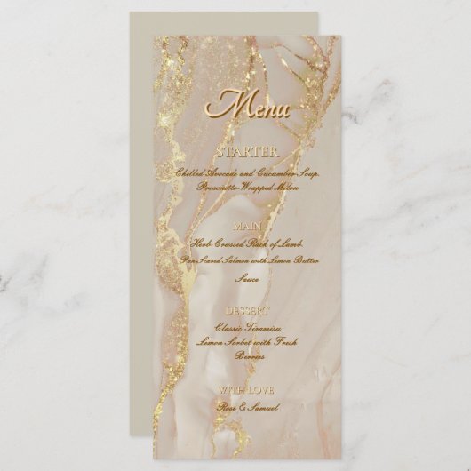 Alcohol Ink Roze Glitters Glanzende Platte Menu (Voorkant / Achterkant)