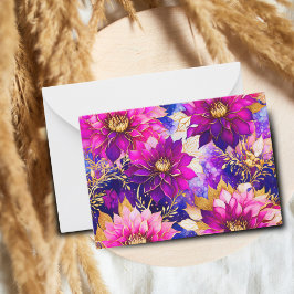 Alcohol Ink Roze Paarse Dahlia Bloemen ai Kunstwer Notitiekaartje