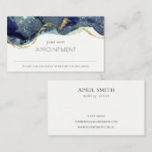 Alcohol Ink Silver Navy Blue Glitter Appointment Visitekaartje (Voorkant / Achterkant)