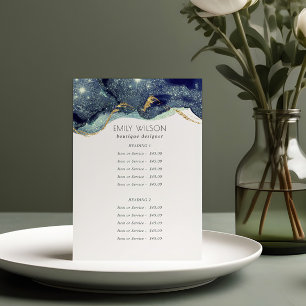 Alcohol Ink Silver Navy Blue Glitter Service Price Reclamebord Met Voetstuk