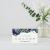 Alcohol Ink Silver Navy Glitter 6 Punch Loyalty Visitekaartje (Staand voorkant)