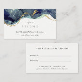 Alcohol Ink Silver Navy Glitter Refer een vriend Visitekaartje (Voorkant / Achterkant)