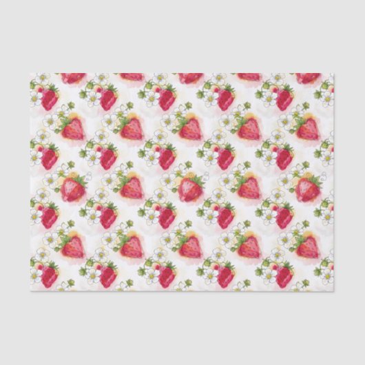 Alcohol Ink Style Strawberry Blossoms and Berries  Tissuepapier (Voorkant)