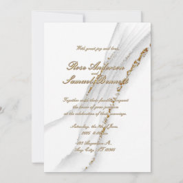 Alcohol Ink White Glitter Wedding Invitation Kaart