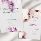 Alcohol Inkt Bloemen Paarse Chic bruiloft uitnodig Kaart