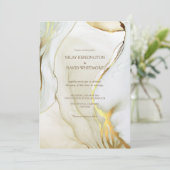 Alcohol Inkt Goud Chic Huwelijksuitnodigingen Kaart (Staand voorkant)