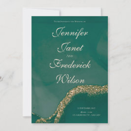 Alcohol Inkt Groen Glitter Huwelijk Kaart