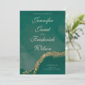 Alcohol Inkt Groene Glitter Bruiloft Kaart (Staand voorkant)
